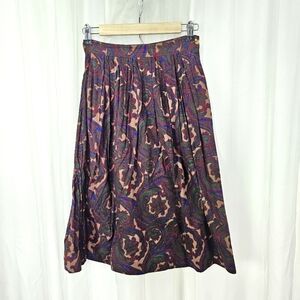 Outback Red cotton skirt pleated  red green and blue paisley size 4
